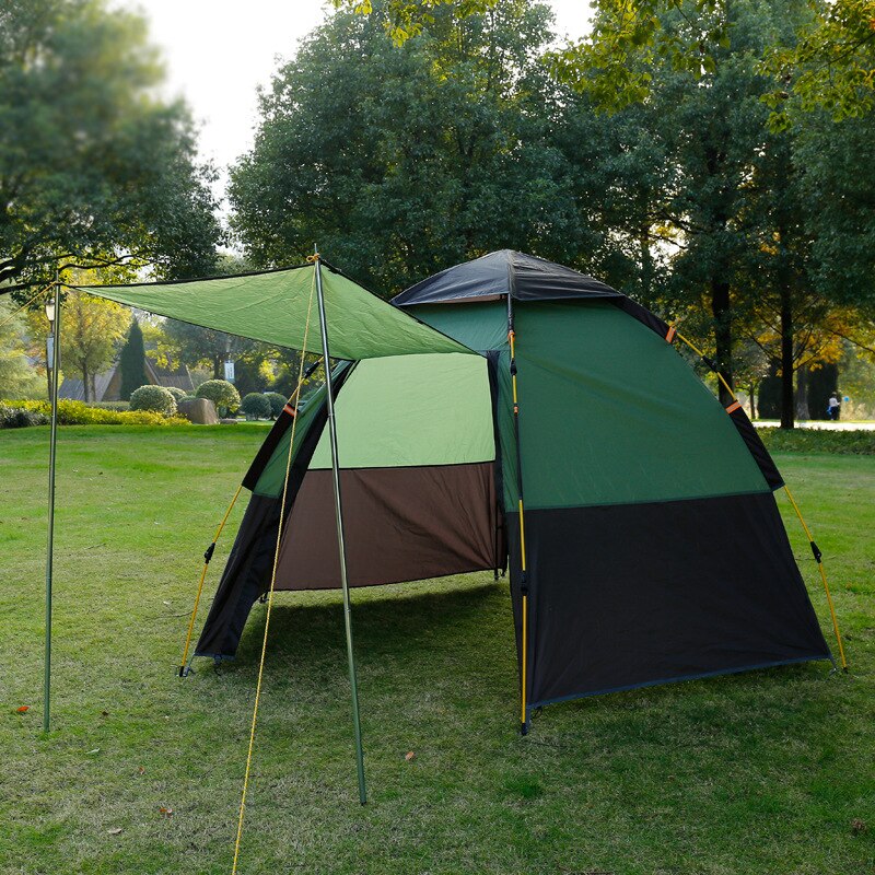 Cheap Goat Tents Automatic Outdoor Double Layer Hexagonal Tent Speed Opening 5 8 People Camping Rainproof Sunscreen Family Outing Equipment   
